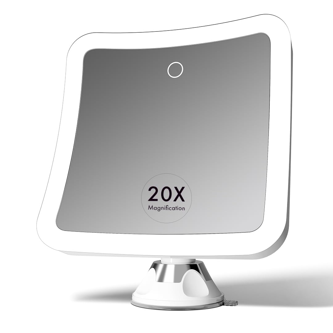 Fancii 20X Magnifying Makeup Mirror With Led Lights, Rechargeable, High Zoom | 7-Inch Large Lighted Travel Mirror For Vanity And