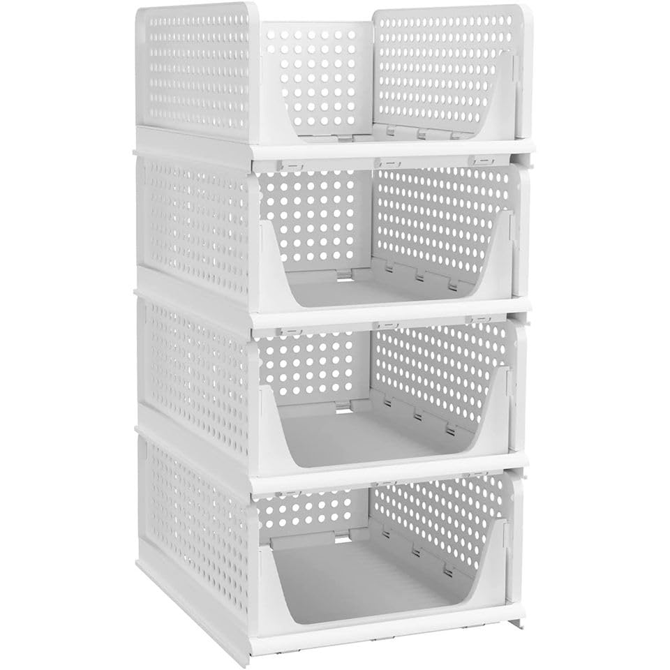 Aexoniz Toys Plastic Foldable Stackable Shelf Storage Container Wardrobe & Cupboard Organiser Almirah Organizer SpaceSaving Sol