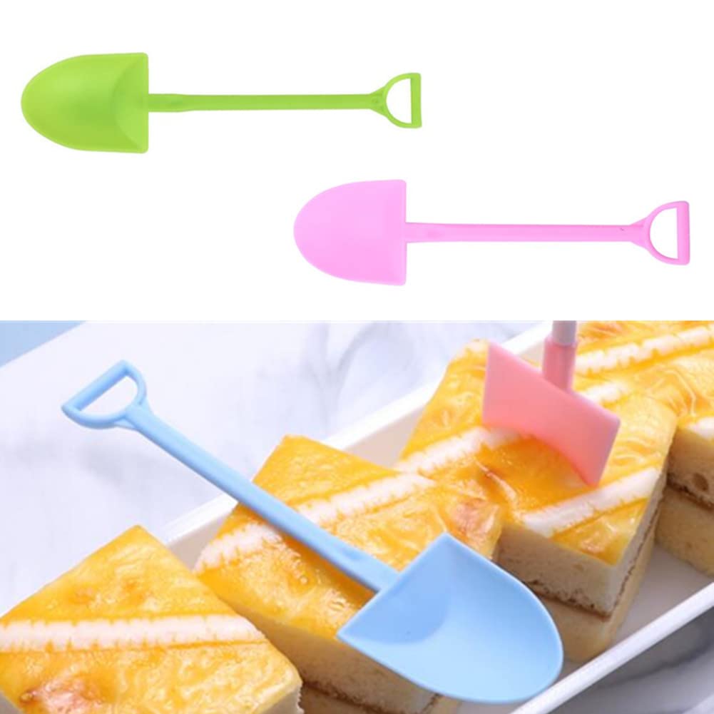 100 Pcs Disposable Mini Shovel Shape Spoons, Colorful Plastic Ice Cream Shovel Spoon For Dessert Pudding Yogurt Sugar (4.8 Inch,