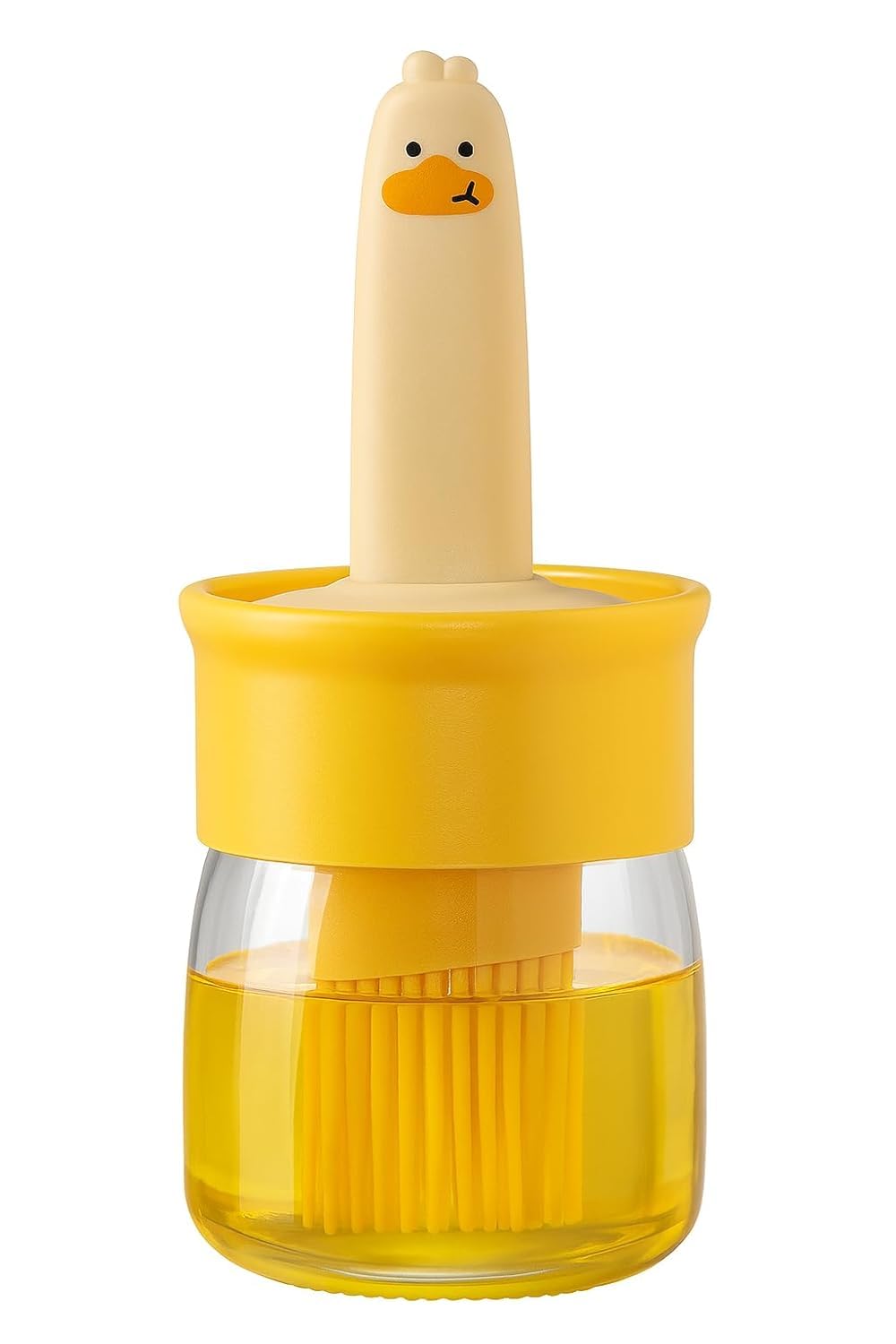 Hombix Oil Dispenser With Silicone Brush | 1Pc | 2In1 Oil Bottle With Brush For Cooking | 250Ml Transparent Jar | Leakproof Co