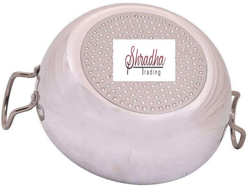 Shradha Trading Aluminium Kadai, Aluminum Indian Kadai,Indian Kadai, Cookware Pan, Indian Stir Pan, Frying Pan, Size-12, Thickne