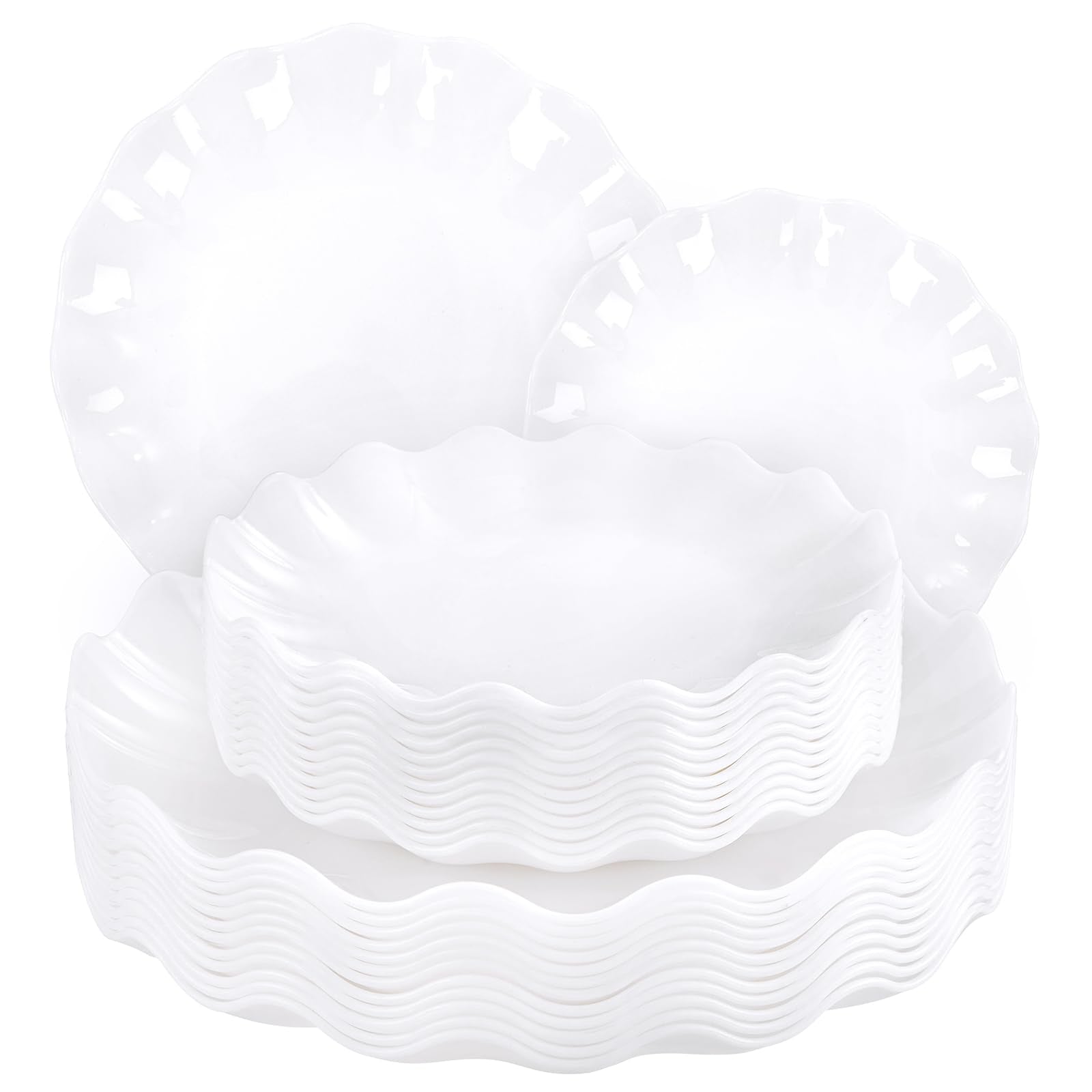 LIYH 24 Pcs White Plastic Plates Reusable - Unbreakable Party Plates, Microwave & Dishwasher Safe Camping Plate Sets Perfect for