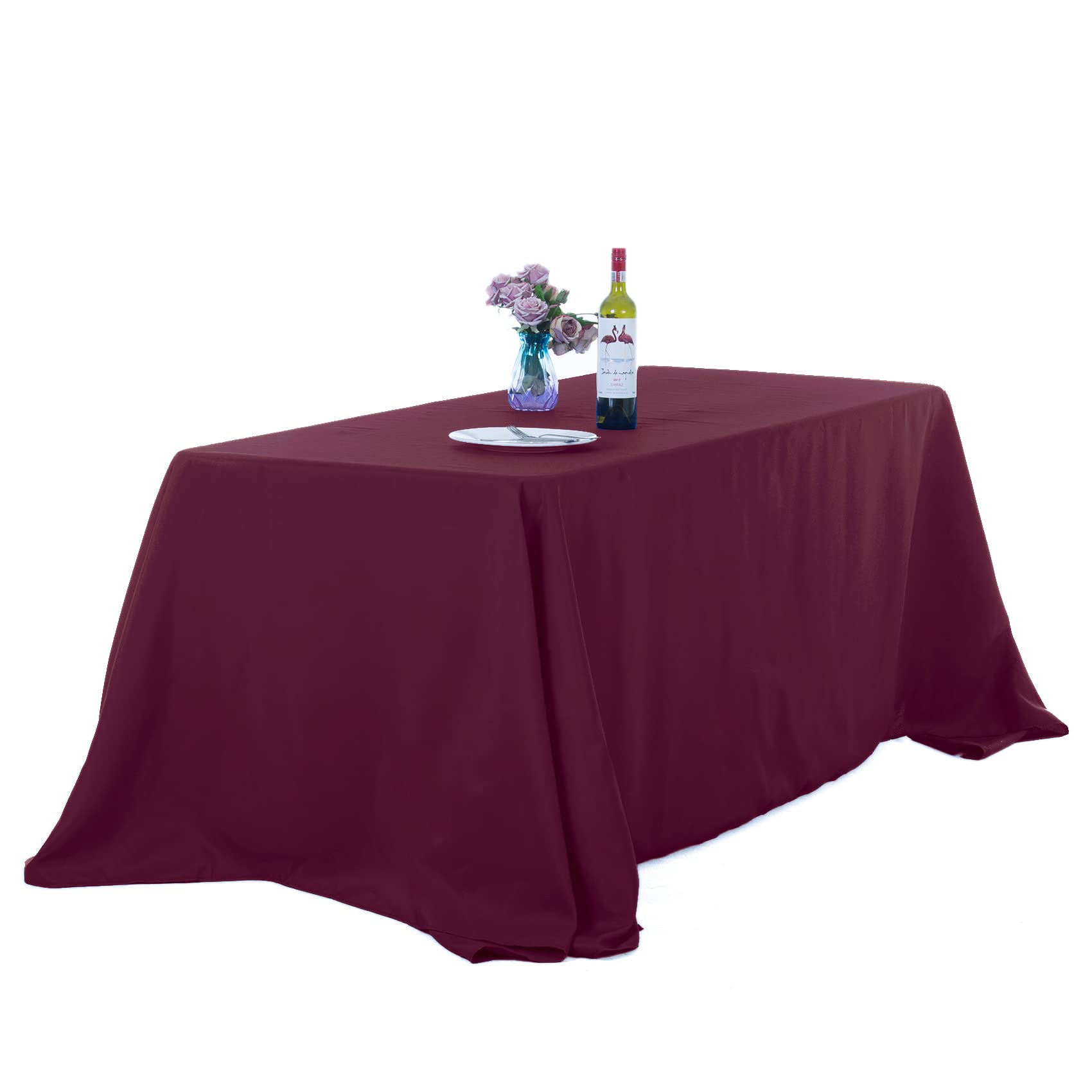 Ascoza 2Pack 90X156 Inch Burgundy Rectangular Tablecloth 6 Feet Table Cloth In Polyester Fabric For Wedding/Banquet/Restaurant/P