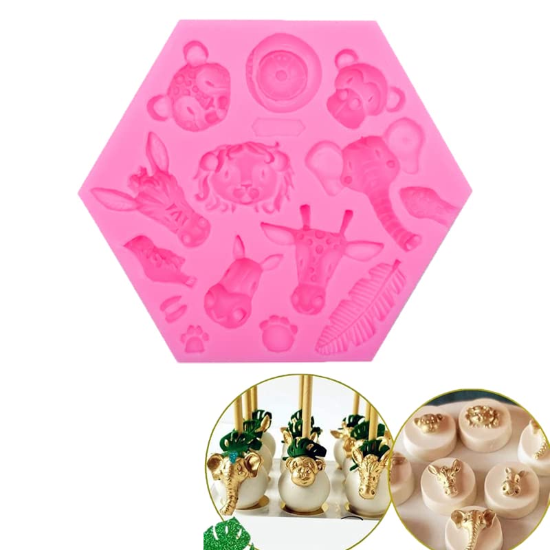 Forest Animals Elephant Lion Giraffe Monkey Zebra Hippo Silicone Mold For Fondant Chocolate Molds Ice Cube Gum Clay Biscuit Plas