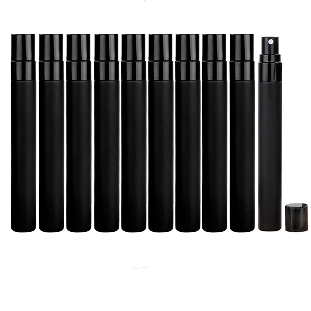Wresty 10 Pcs Blask Glass Spray Bottle 10ml Perfume Atomizer Refillable Travel Fine Mist Spray Bottle Liquid Fragrance Sample At