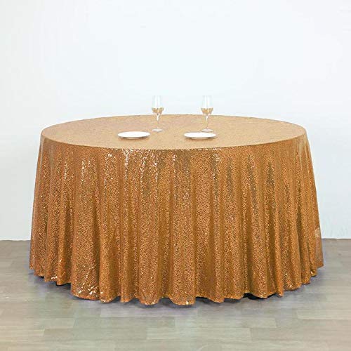 Balsacircle 132-Inch Gold Sequin Round Tablecloth For Wedding Party Cake Dessert Events Table Linens
