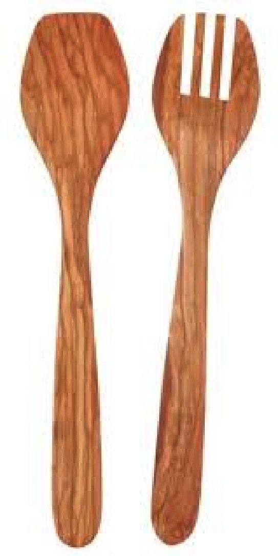 Eddington Italian Olive Wood Salad Server, Handcrafted In Europe, 2-Piece Set, 13-Inches