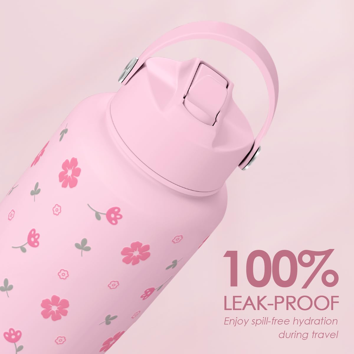 Floral Water Bottle 32oz Stainless Steel with Lid, Insulated Bottles for Women Girls, Gifts Ideas for Birthday Christmas