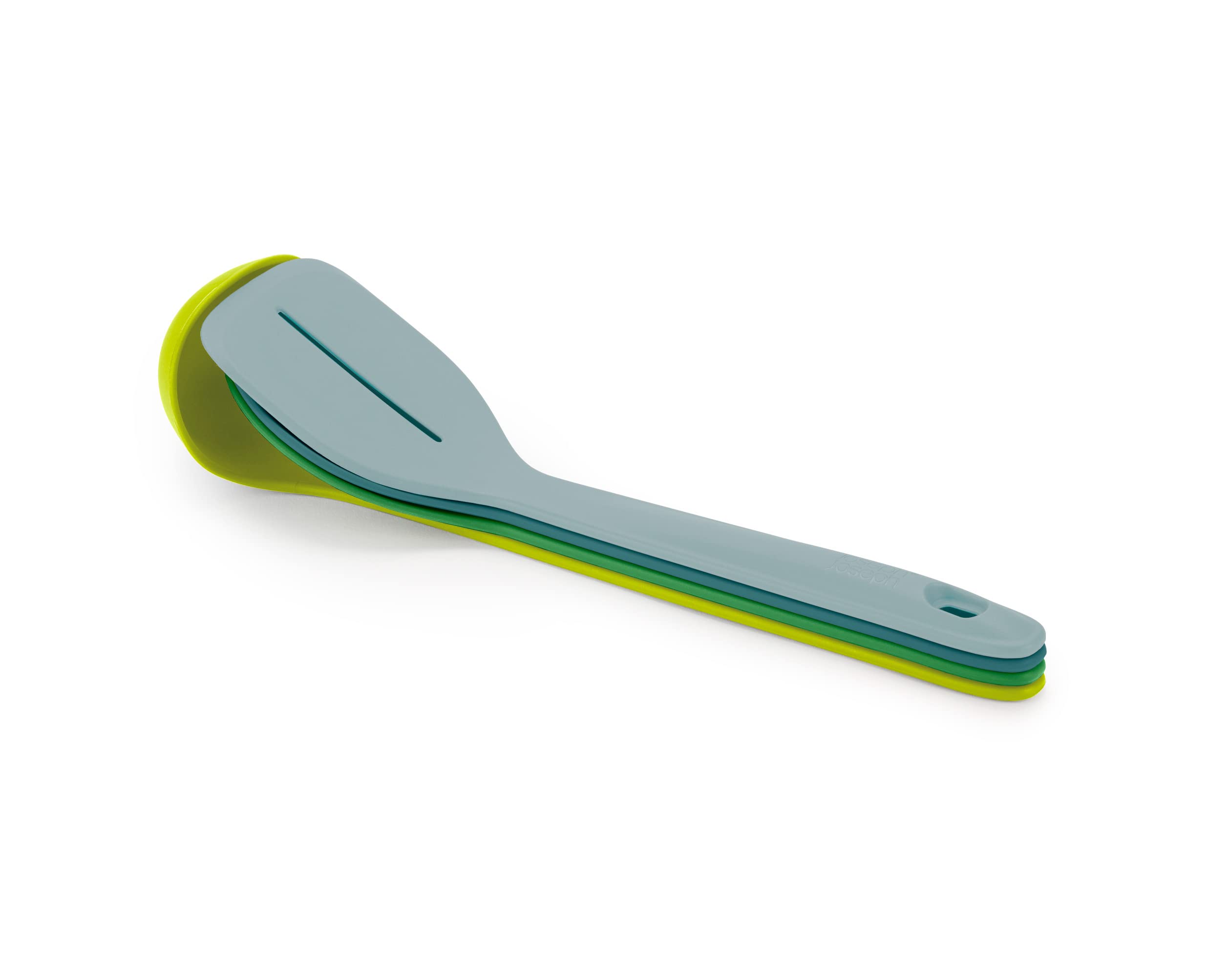 Joseph Joseph Duo 4Piece Utensil Set HeatResistant Set with Ladle, Solid & Slotted Spoons, and Turner; Handles Clip for Organi