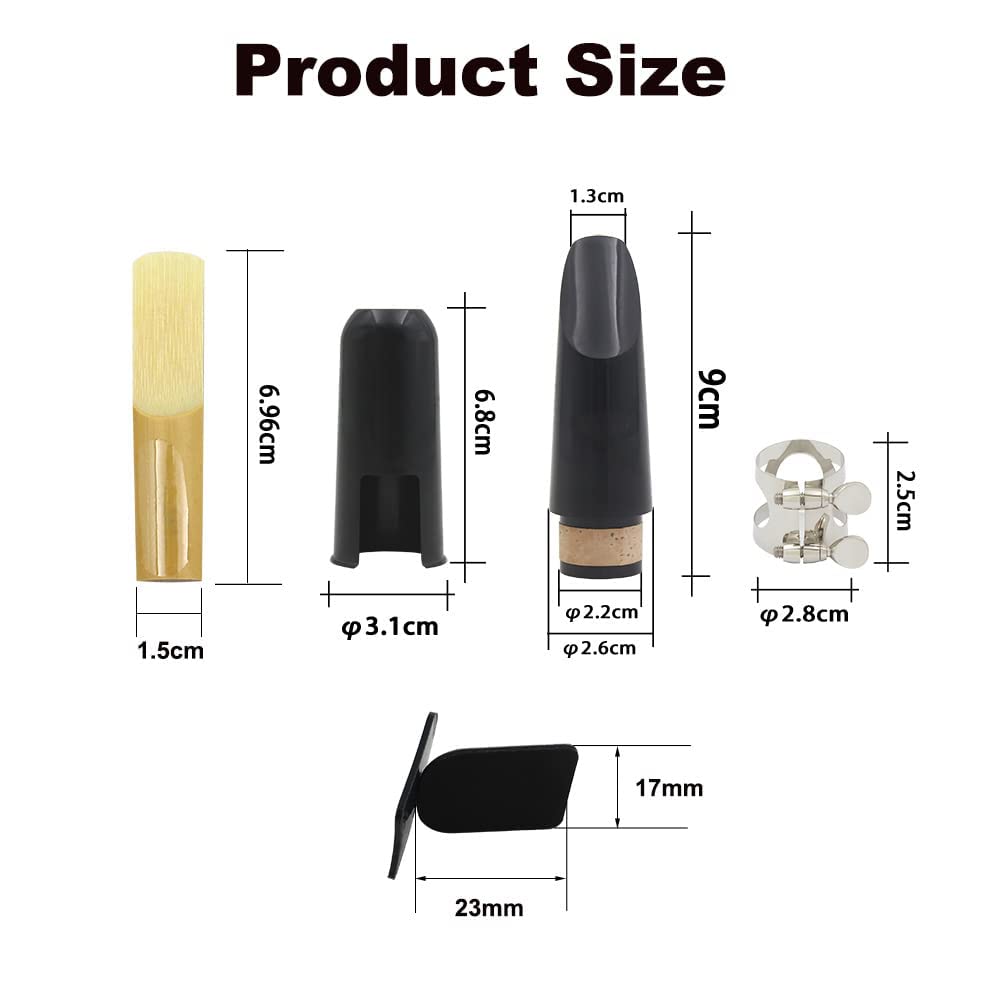 Clarinet Mouthpiece Kit, Includes Ligatureclarinet Mouthpiece Cushionsclarinet Reed 25Black Clarinet Mouthpiece Plastic Cap