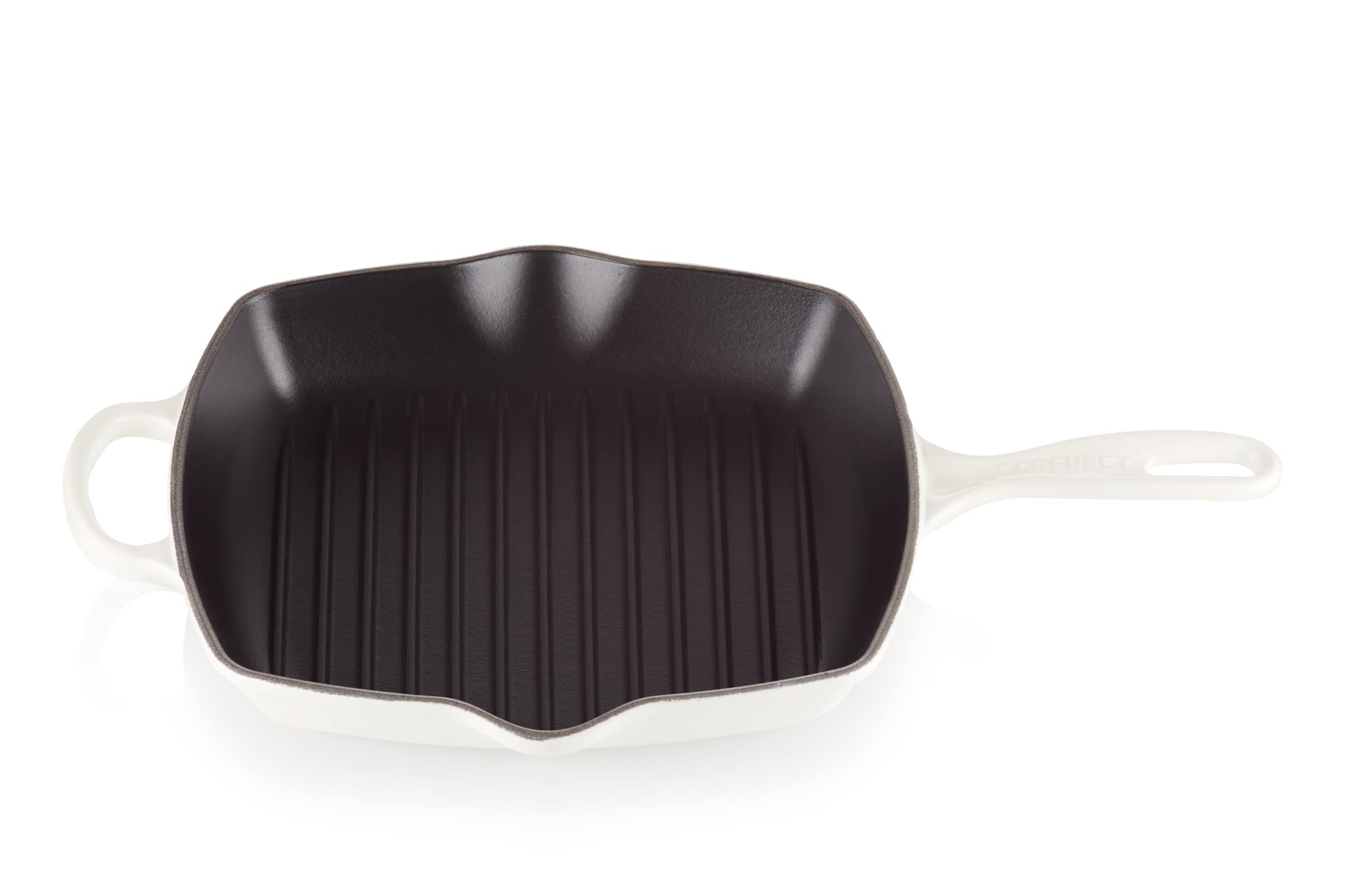 Le Creuset Enameled Cast Iron Signature Square Skillet Grill, 10.25, White