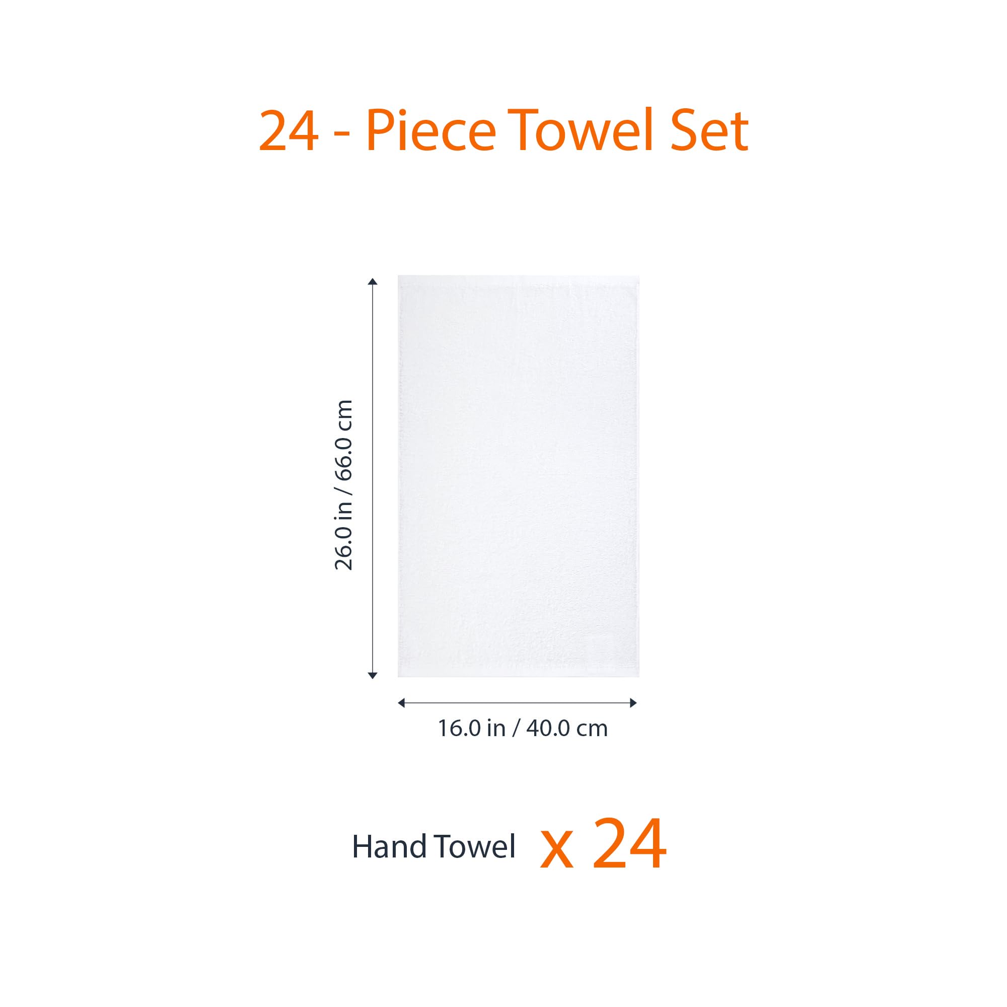 Amazon Basics Soft and Thick Cotton Hand Towels, 16 x 26 in, White, 24-Pack