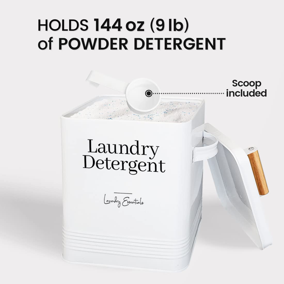 Simplation Laundry Detergent Container, Modern Farmhouse Storage Box For Laundry Room Decor And Accessories (White, 11 X 7 X 6 I