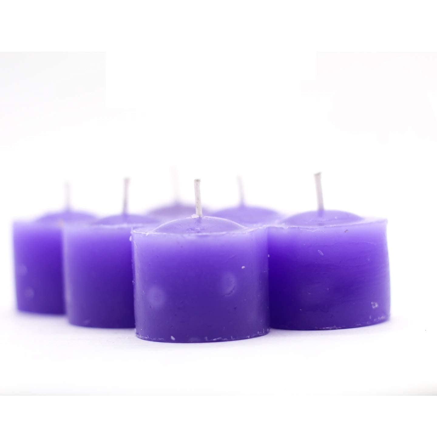 MOWIN Votive Candles Unscented Smokeless Wax Candles Set of 6 Votive Glass Candle Home Decor Small Candle 8-9 Hour (Purple Votiv