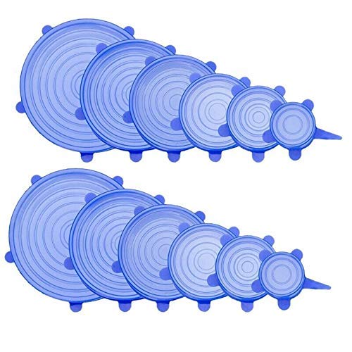 Ubersweet Imported 12 PCS Durable Silicone Stretch lid  Expandable Food Cover for Bowel, Can, C6E9