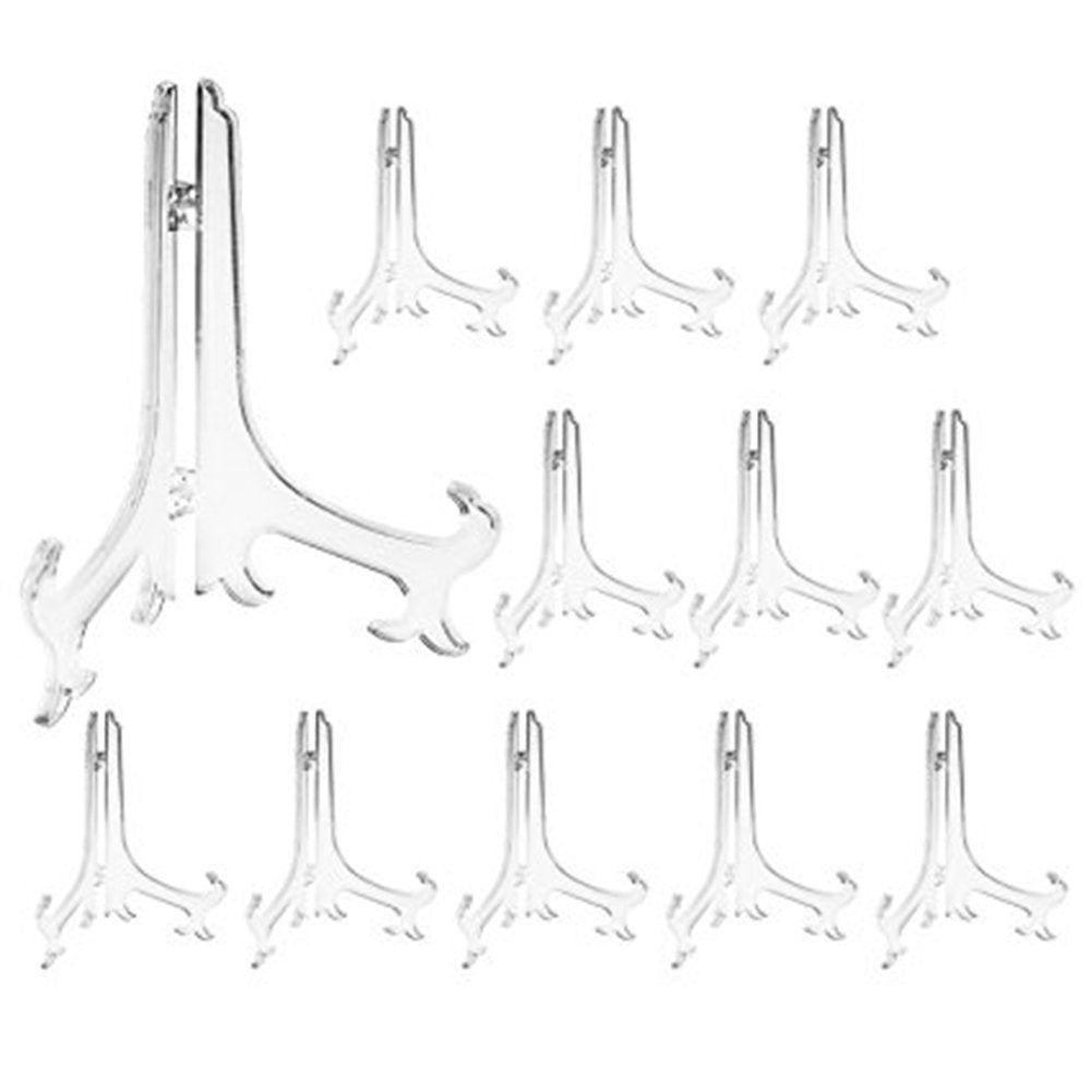 Artliving 5 Inch Clear Plastic Easels or Stand/Plate Holders to Display Pictures or Other Items at Weddings, Home Decoration, Bi