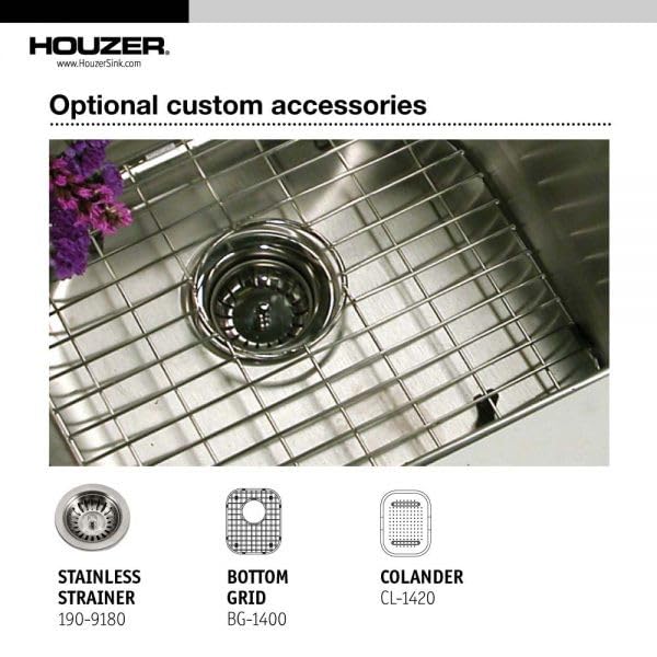 Houzer Cs-1407-1 Club Series Undermount Medium Bowl Bar/Prep Sink