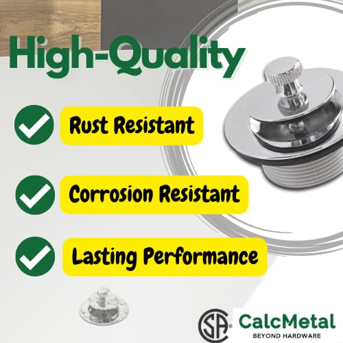 Calcmetal Lift And Turn Bathtub Drain Stopper With Abs Plastic Bushing, Fits In 1-1/2 Inch Or 1-3/8 Inch Inner Bathtub Shoe, Eas