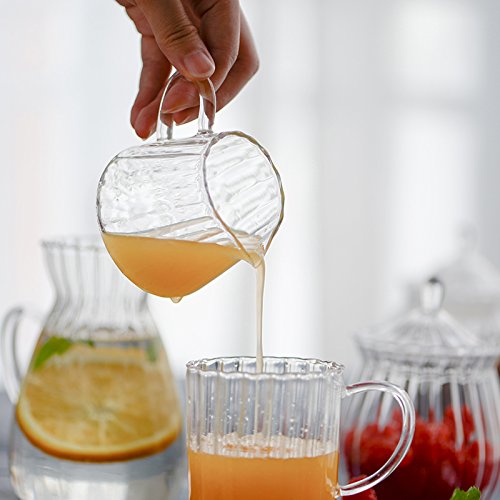 CHOOLD Creative Embossed Stripe Clear Crystal Glass Creamer Pitcher/Serving Pitcher/Sauce Pitcher/Milk Coffee Creamer Jug for Kitchen(4/5.5/9/12oz)