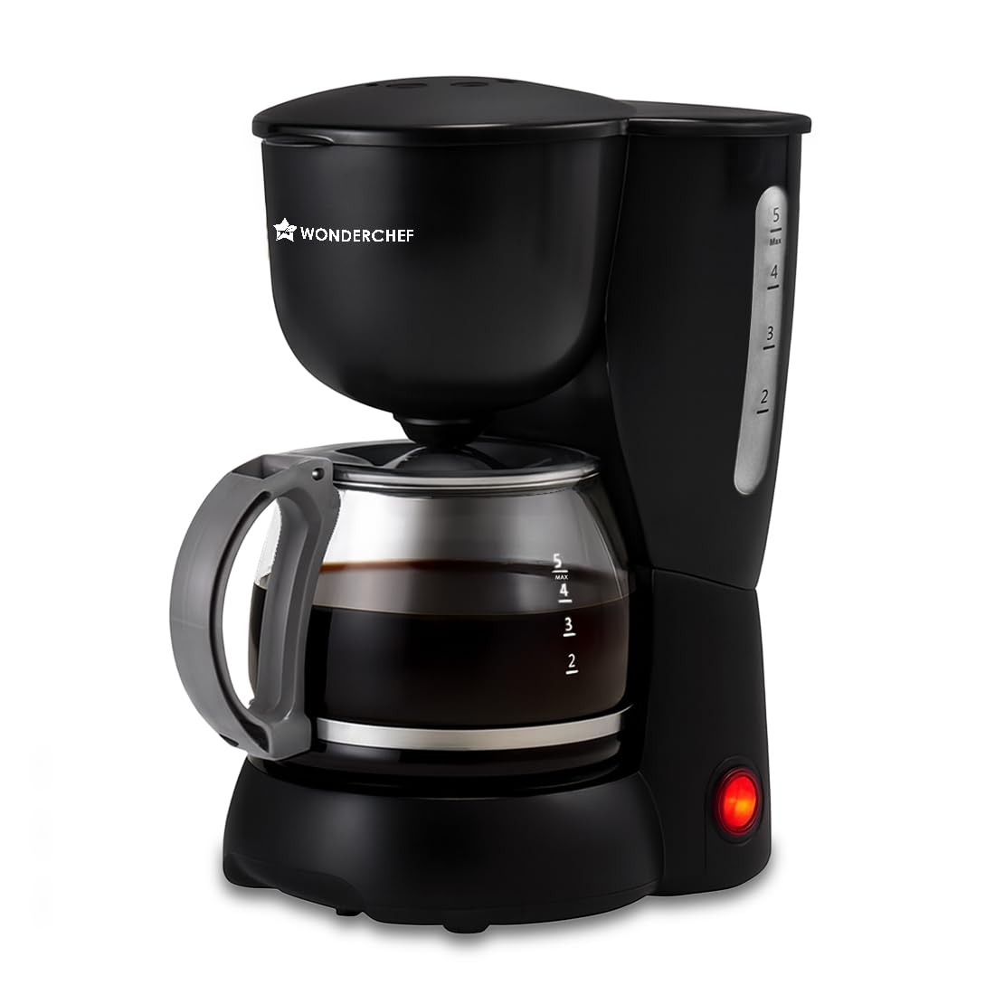 Wonderchef Veneto Brew Coffee Machine, 550W, 625 Ml Borosilicate Glass Carafe Capacity, Brew 6 Cups At A Time, Keep-Warm Mode, A