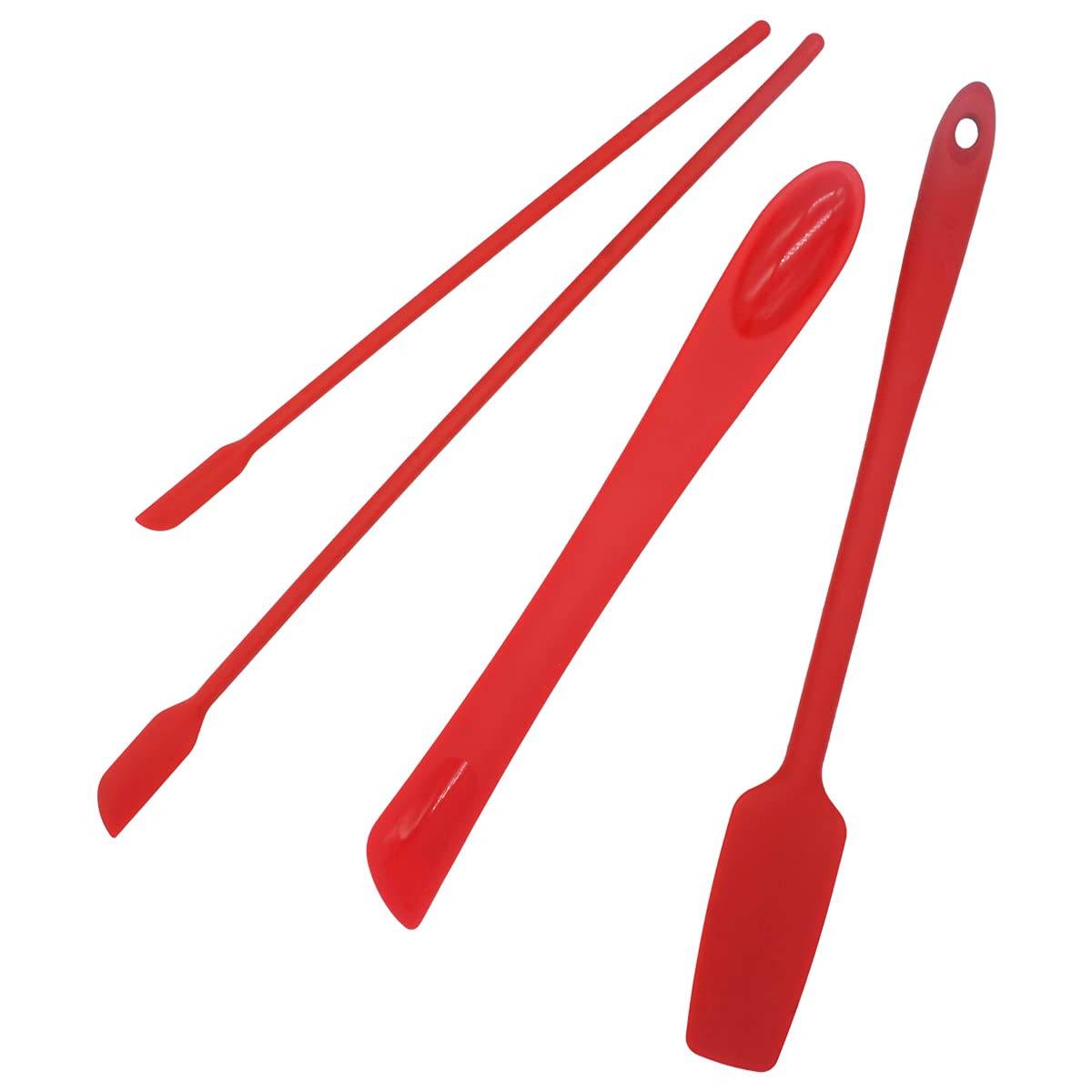 LAM Mini Thin Silicone Slim Spatula Spoon Set,Small jar Long Handle Skinny Makeup spatulas Tiny Scraper Tool,Slender Narrow can 