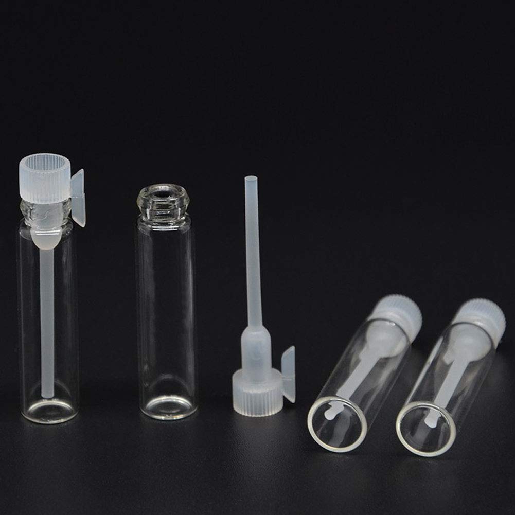 Teensery 100 Pcs Empty Perfume Sample Bottles Mini Glass Refillable Sample Vial Containers With Clear Cap For Aromatherapy, Esse