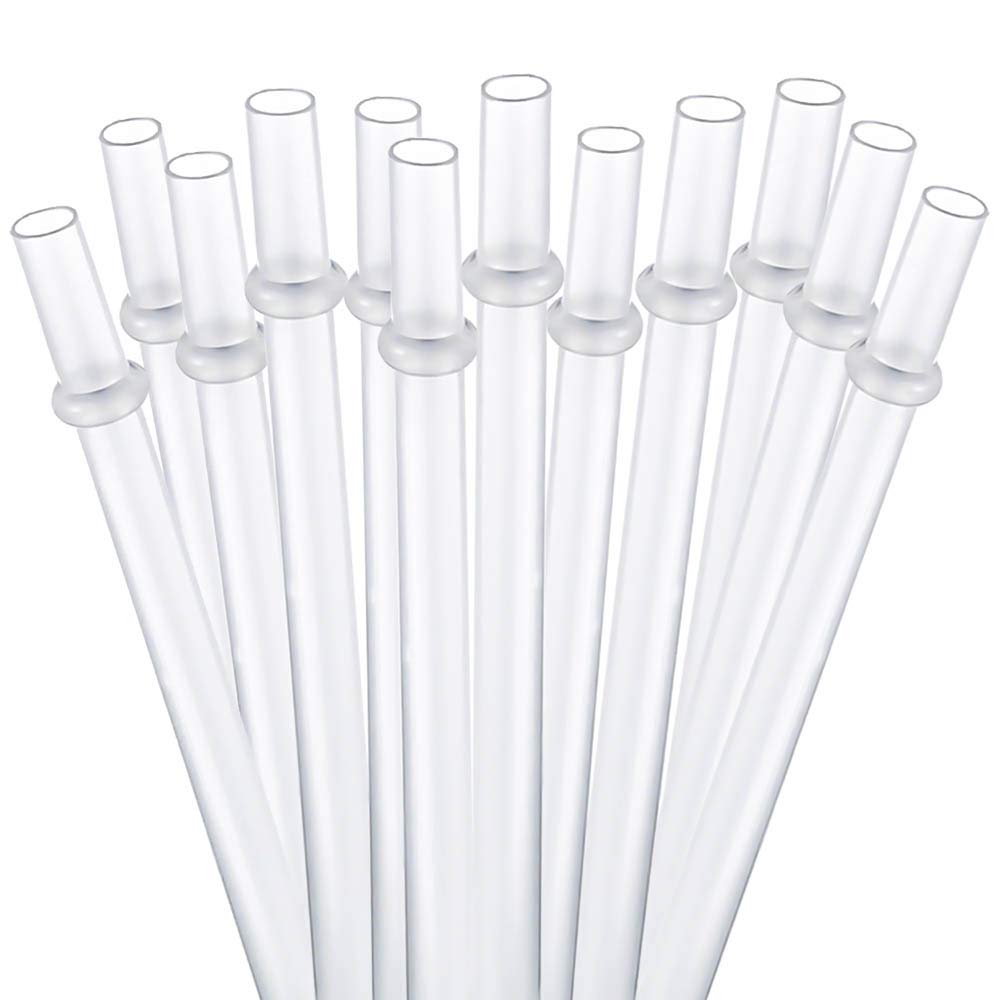 Dakoufish 12 Piece 11 Inch Reusable Plastic Thick Drinking Straws BPA Free Mason Jar Straws Plain Color (11inch,White)