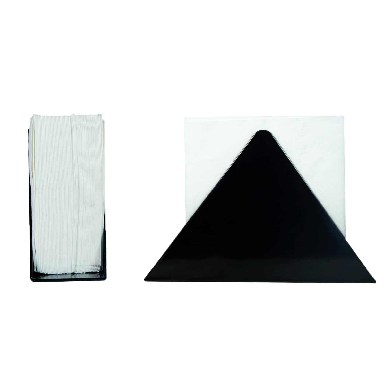 Paper Napkin Holder Freestanding Tissue Dispenser For Kitchen Countertops, Dining, Picnic Table, Cast Iron, Black, Triangle