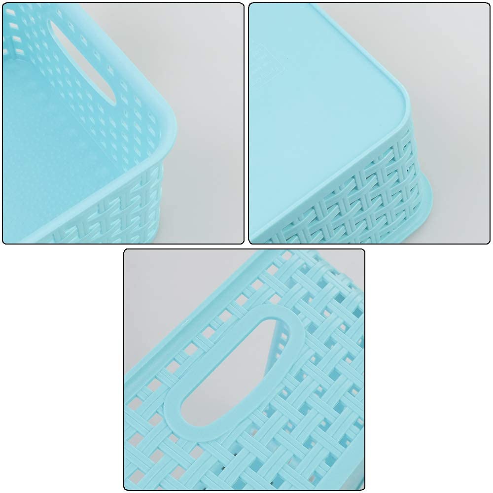 Annkkyus 6-Pack Plastic Weave Rattan Basket Bin For Storage, Small Baskets