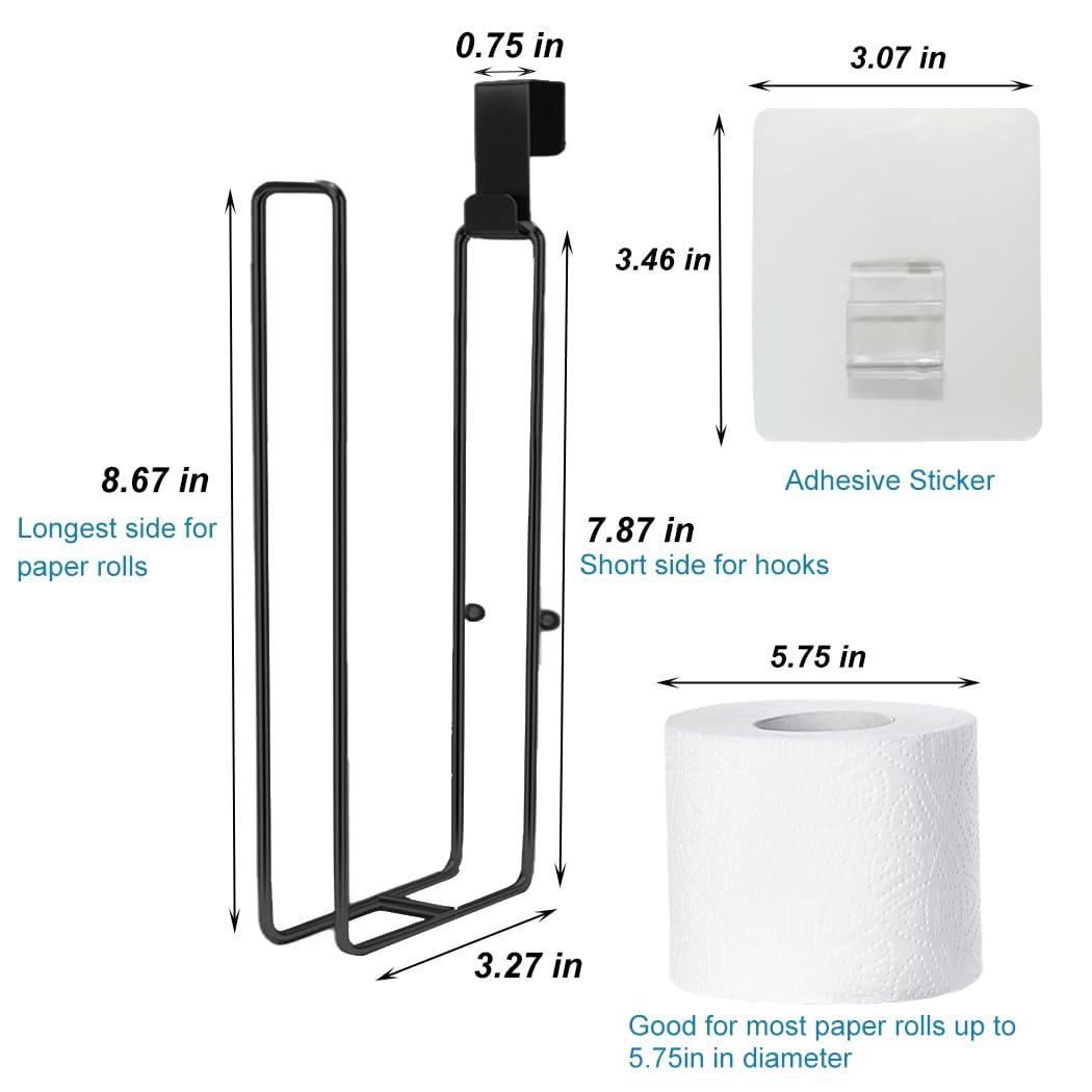 Matte Black Toilet Paper Holder Wall Mount, Storage Extra 2 Roll Tissue, Over The Tank Toilet Paper Holder, Tissue Holder For Ba