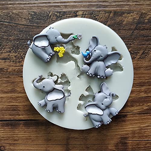Cestony Cute Elephant Baby Rose Flower Silicone Molds For Diy Baby Shower Cake Chocolate Topper Decoration Pudding Ice Cream Jel