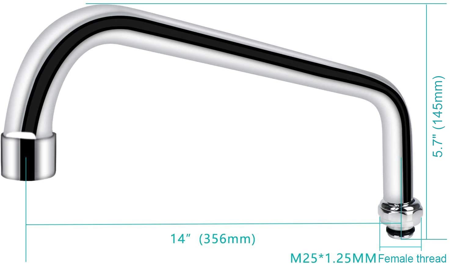 Coolwest 14    Swivel Nozzle Spout Replacement Part For Commercial Kitchen Sink Faucet, Long Swing Nozzle For Faucet Working On