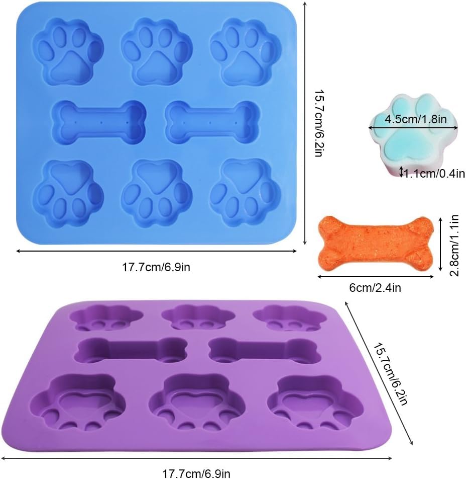 3 Pack Puppy Dog Paw And Bone Silicone Molds, Non-Stick Food Grade Silicone Molds Cookie Cutters For Chocolate, Candy, Jelly, Ic