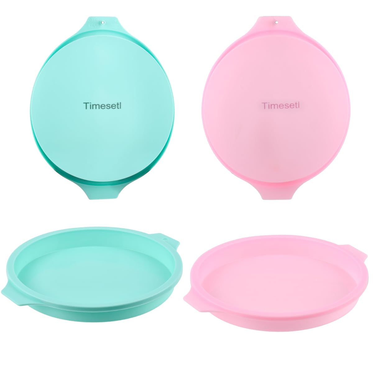 Timeset 4 Pcs Layer Cake Pan Set, 8 Inch Silicone Round Cake Mold Rainbow Non-Stick Baking Tins For Jumbo Whoopie Pie Cake Veget