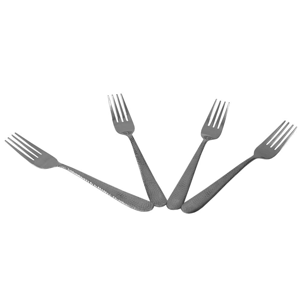 14/1 Stainless Steel Set Of 4 Dinner Forks With Hand Hammered Textured Handles By Home Basics | Everyday And Special Occasions |