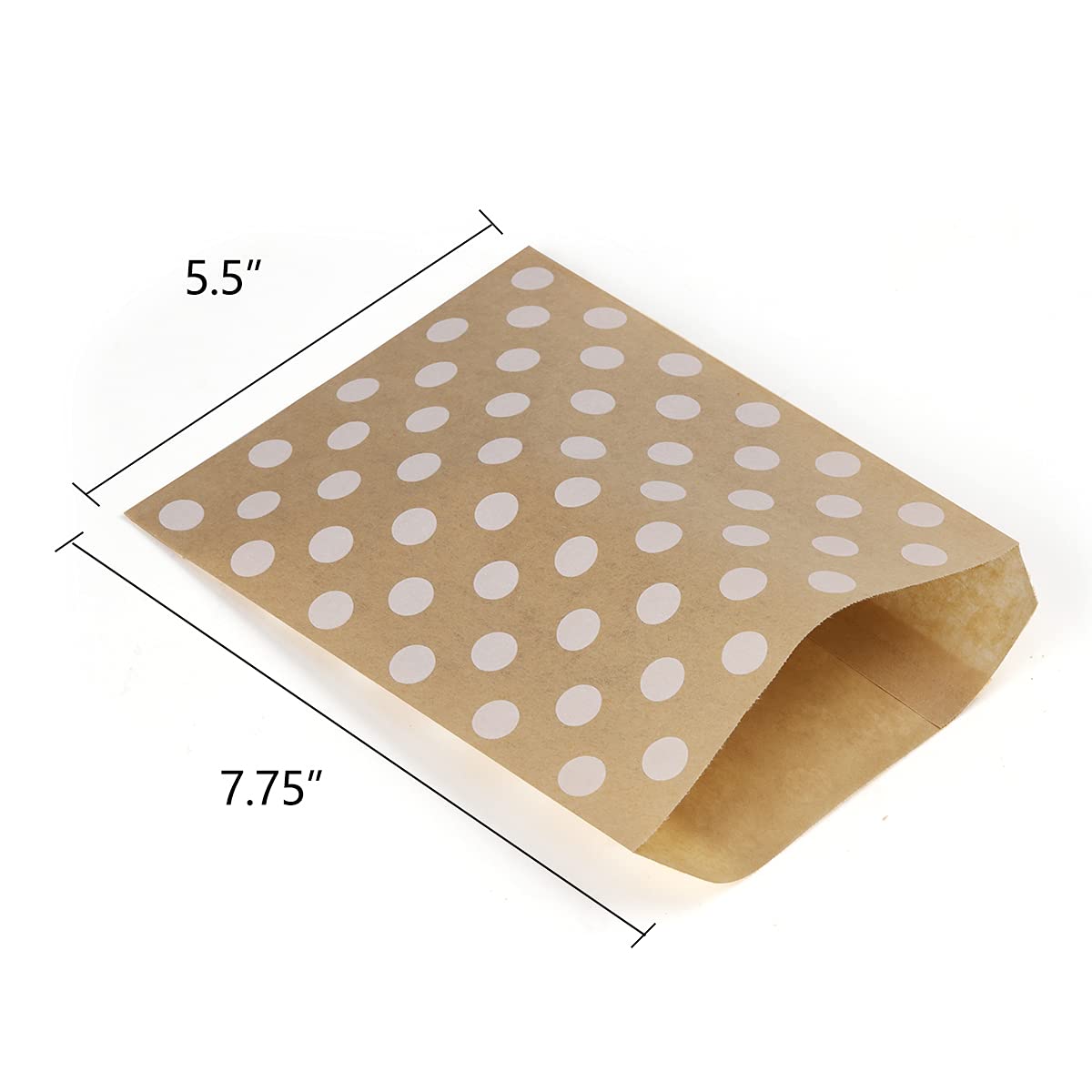 Bagdream 5.5X7.75 Inches Kraft Paper Bags Pack Of 100 Flat Greaseproof Paper Bags Greaseproof Envelopes, Paper Snack Bags Cookie