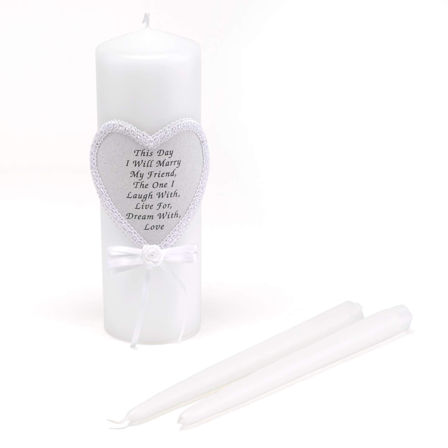 Hortense B. Hewitt Wedding Accessories 9-Inch Pillar and 2 10-Inch Tapers Unity Candles, Set of 3, This Day I Will Marry My Frie