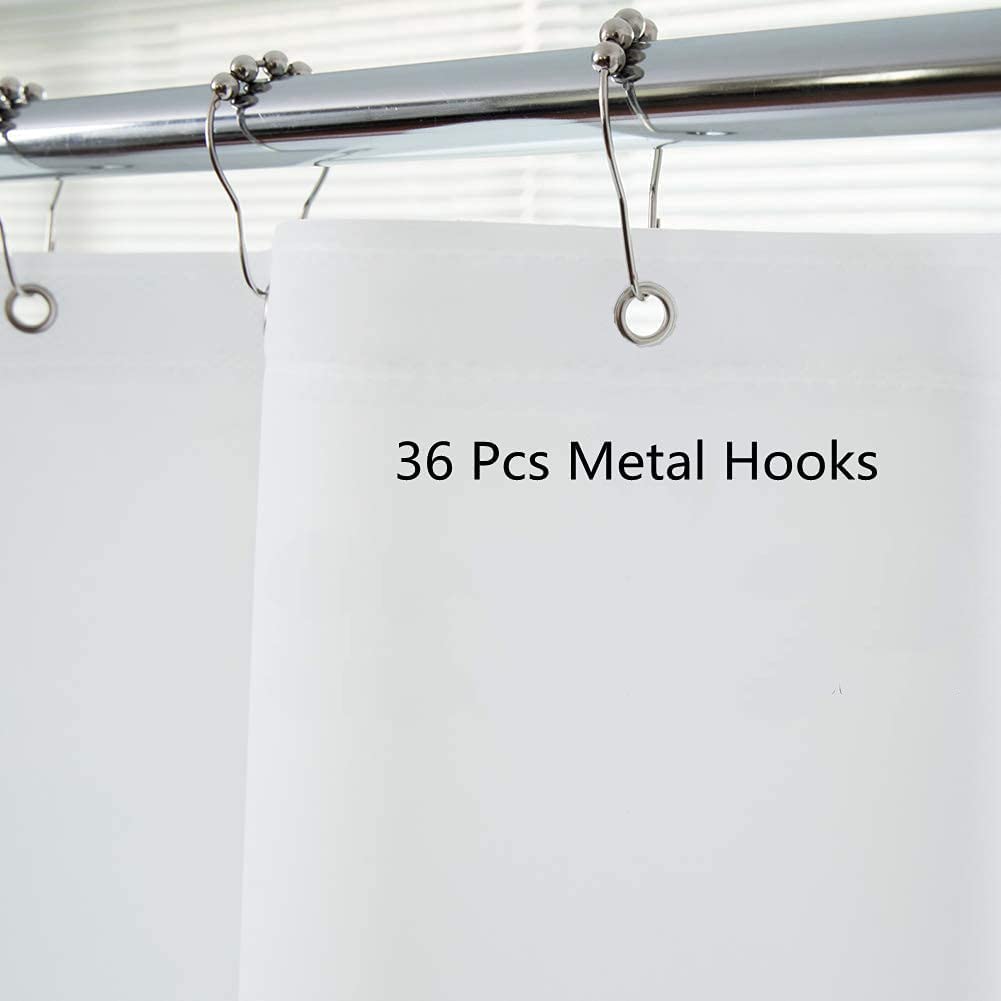 De-Mediocre Clawfoot Tub Shower Curtain 180X60 Inch White Liner All Warp Around Extra Wide 36 Metal Hooks Vinyl Bath Curtain For