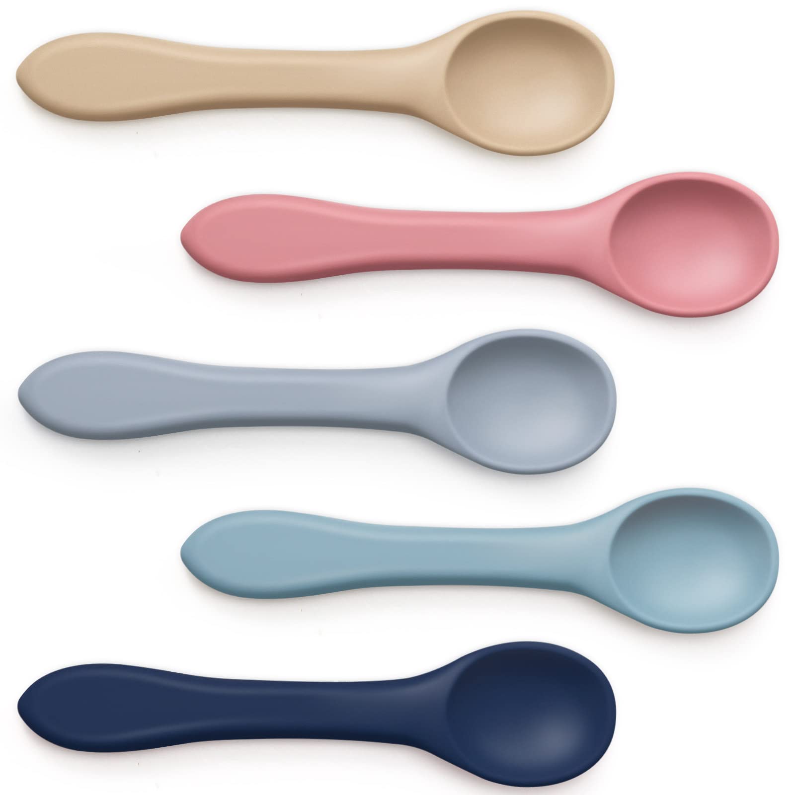 5 Pieces Baby Spoons Silicone Baby Spoons Infant Baby Feeding Spoons Soft Silicone Baby Spoons Bendable Baby Food Spoon Toddler