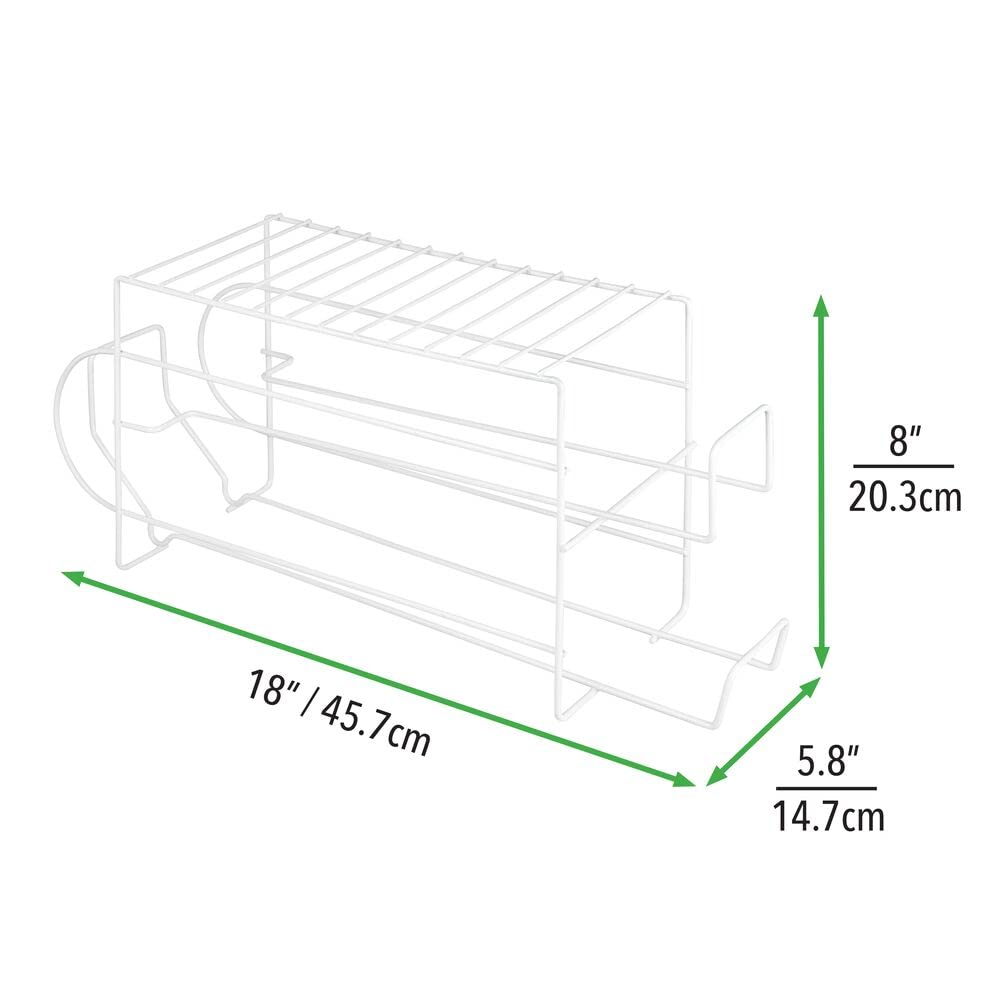 Mdesign 2-Tier Metal Wire Standing Pop/Soda And Food Can Dispenser Storage Rack Organizer With Top Shelf For Kitchen Pantry, Cou