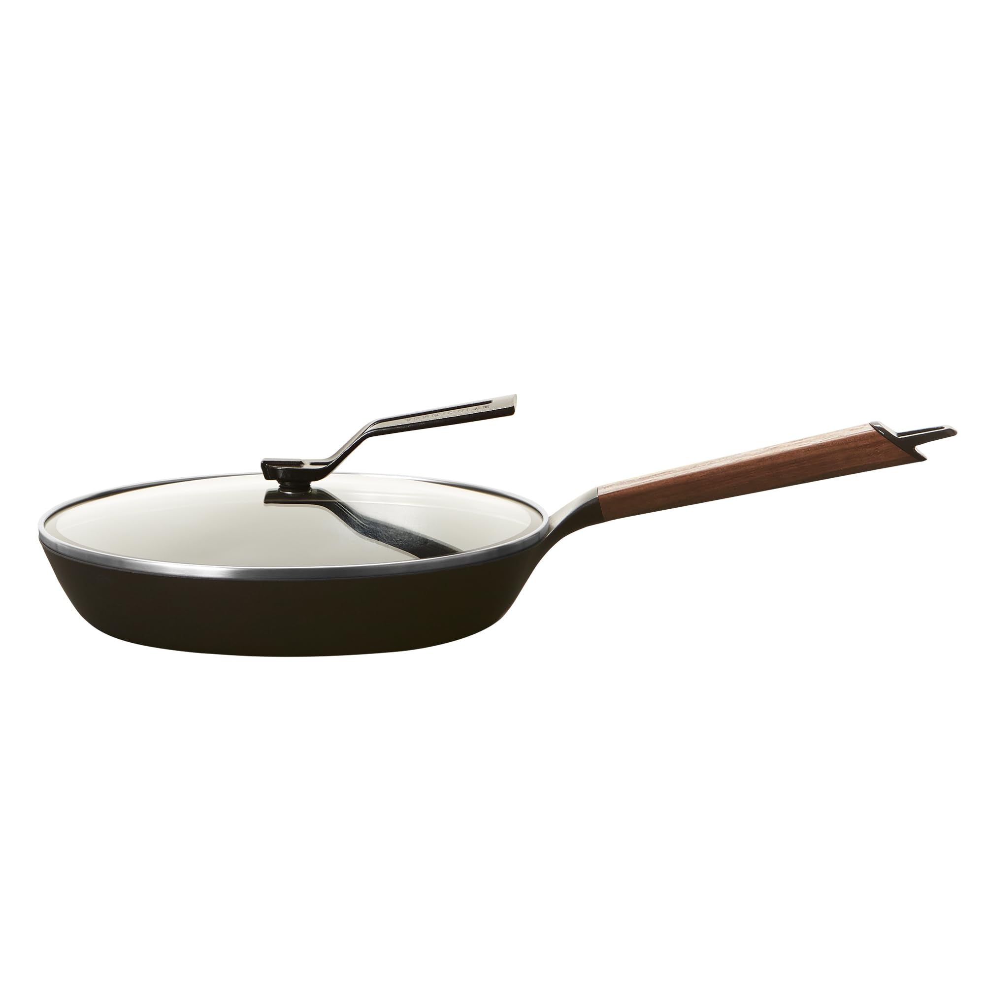 Vermicular Frying Pan & Glass Lid | 26cm Deep (10.2)  Walnut Wood Handle
