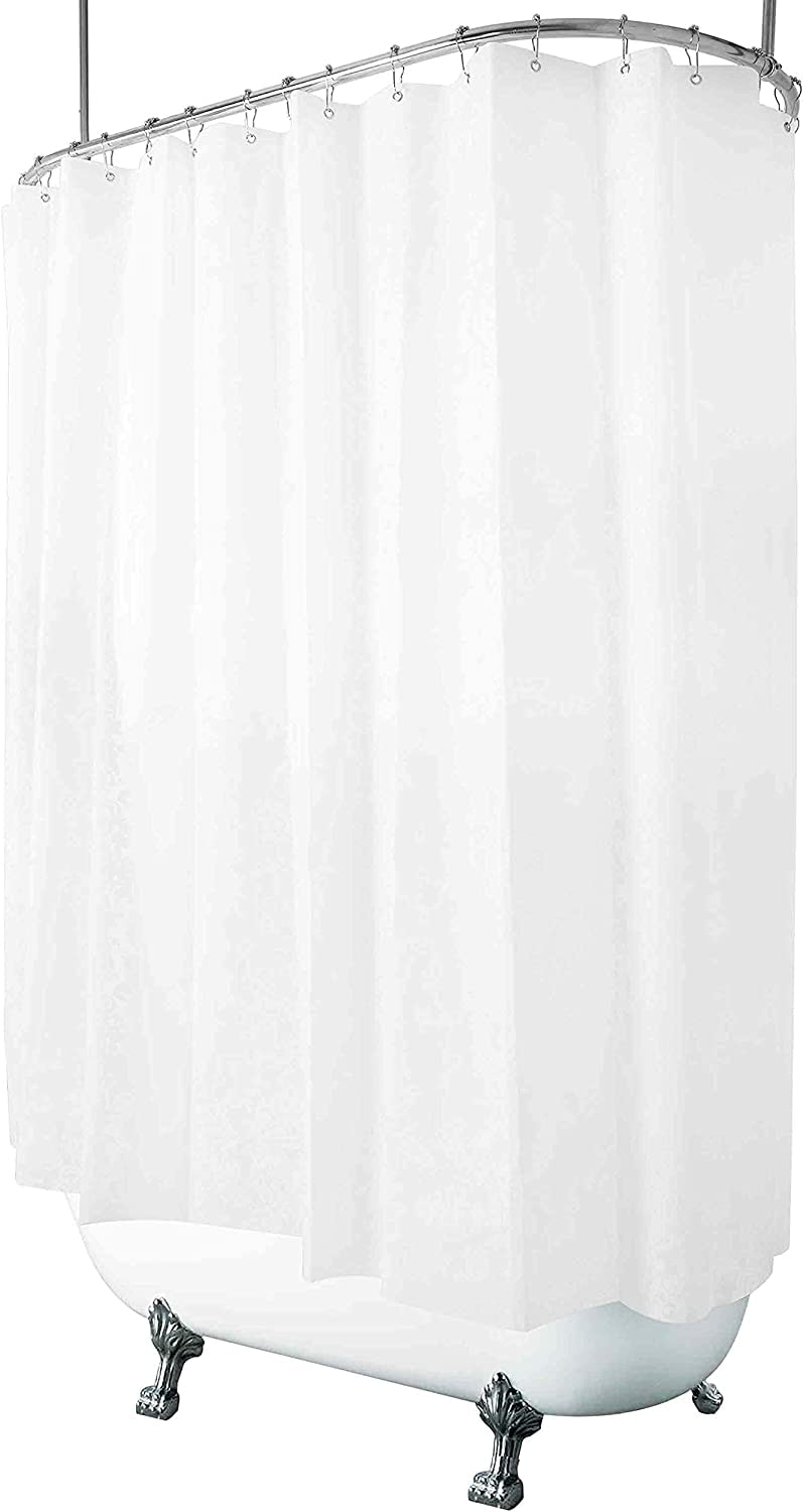 De-Mediocre Clawfoot Tub Shower Curtain 180X60 Inch White Liner All Warp Around Extra Wide 36 Metal Hooks Vinyl Bath Curtain For