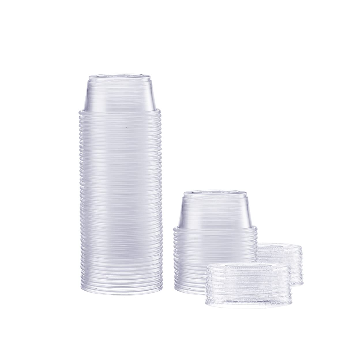 Comfy Package [50 Sets] 2 Oz. Plastic Portion Cups With Lids, Souffle Cups, Jello Shot Cups