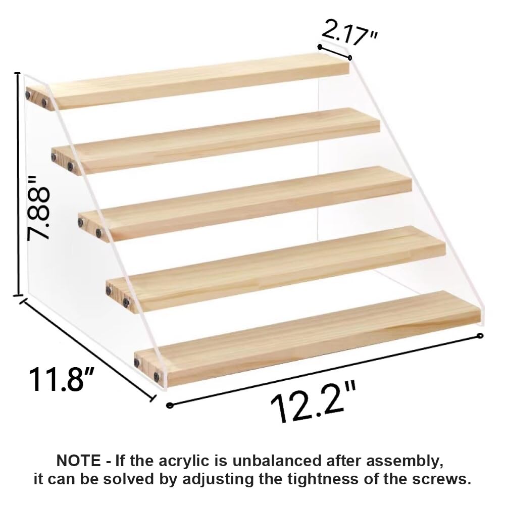 VAEHOLD Spice Rack Organizer for Cabinet & Countertop - Seasoning Organizer Spice Shelf - Space Saving Wooden Display Risers She