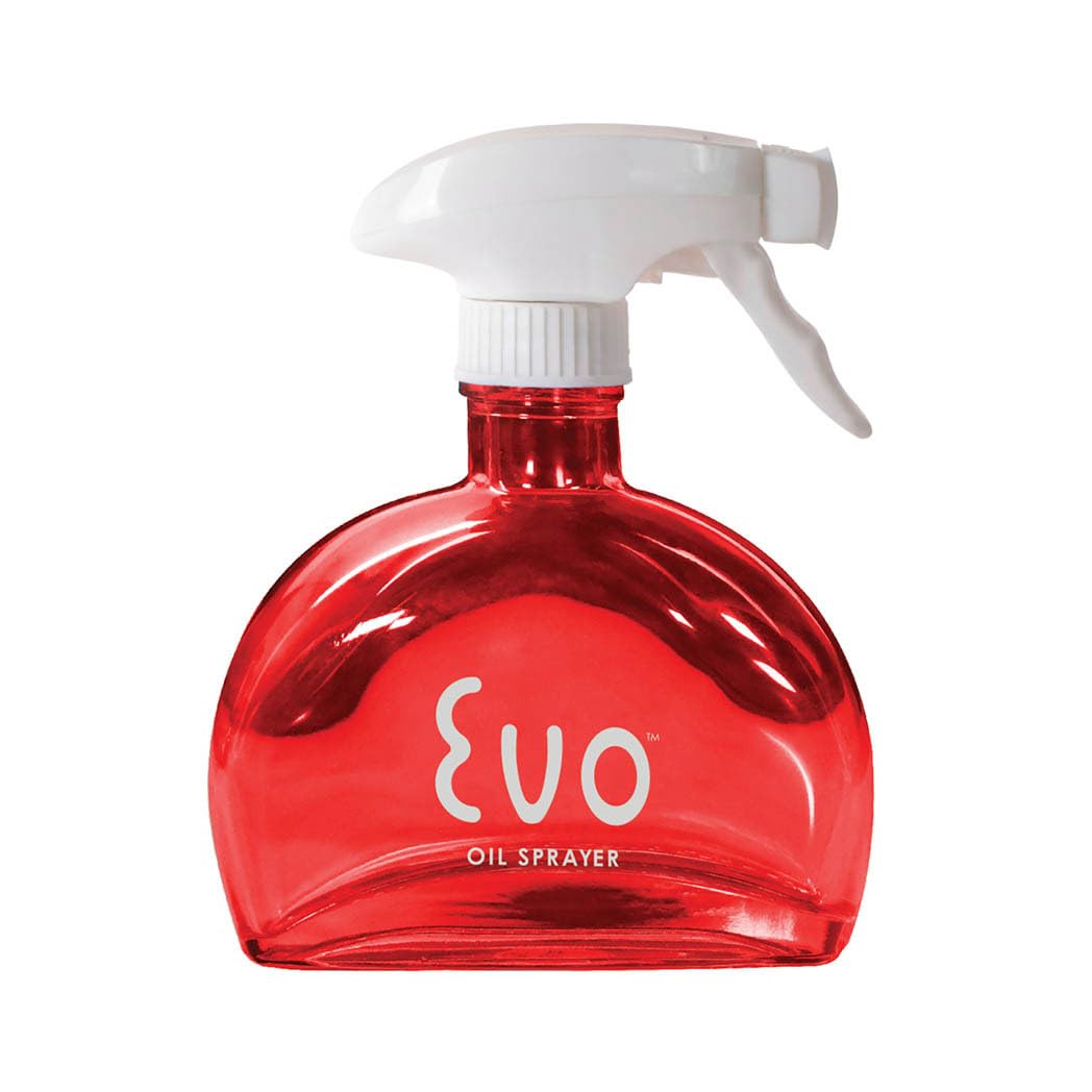 Evo Glass Oil Sprayer, Non-Aerosol For Olive Oil, Cooking Oils And Vinegars, Red, 6-Ounce Capacity, For Grilling, Roasting, Air 