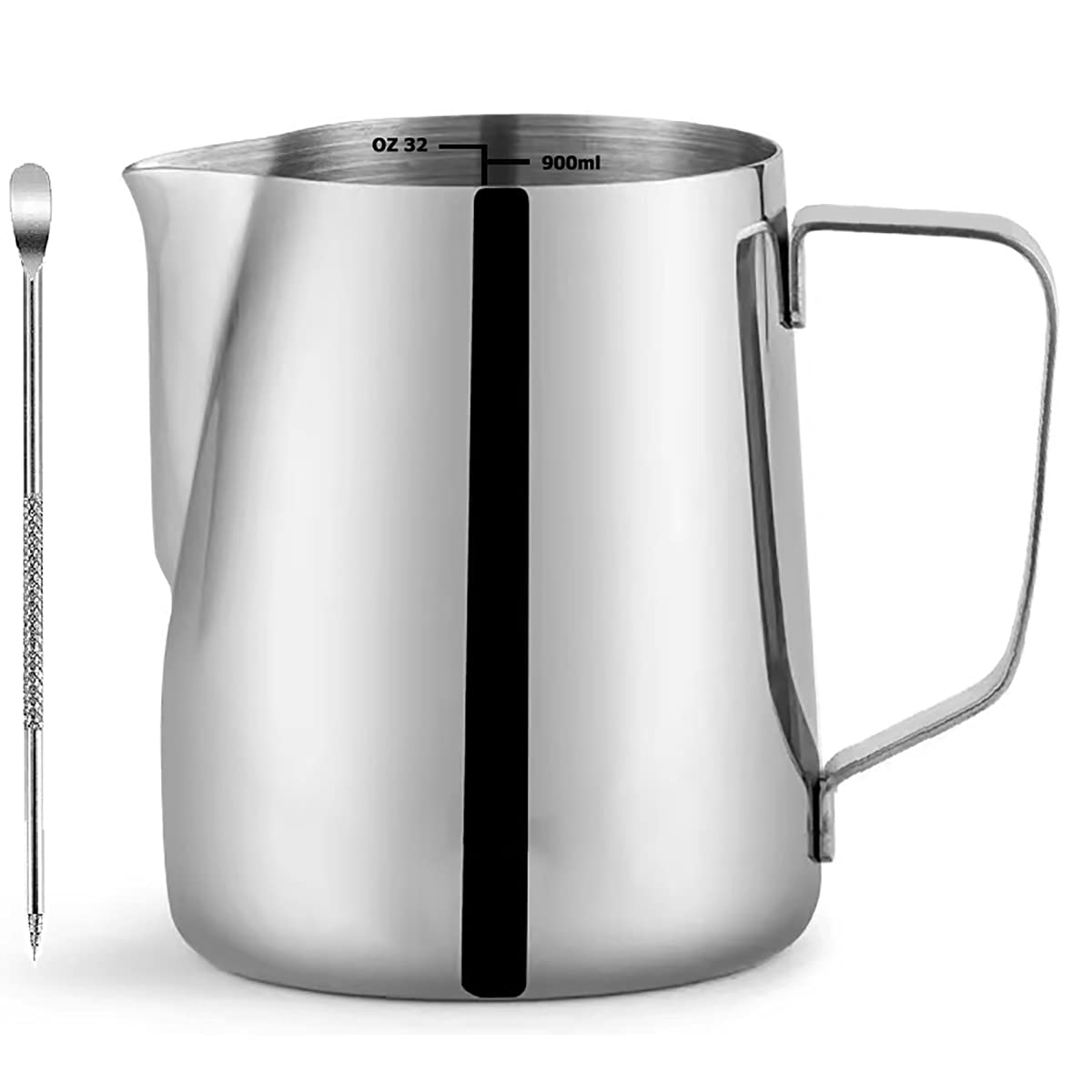 Camkyde Stainless Steel Milk Frothing Pitcher 32 Oz, Espresso Steaming Pitcher With Decorating Pen For Espresso Machines, Cappuc