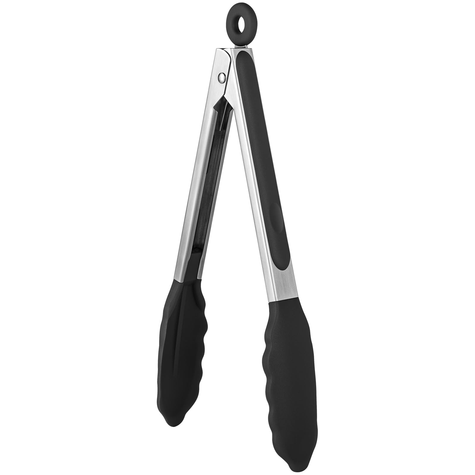 600F Heat Resistant Kitchen Tongs: U-Taste 9 Inch Silicone Cooking Tong With Firm Sealed Non Stick Rubber Tips & Silicon Coated
