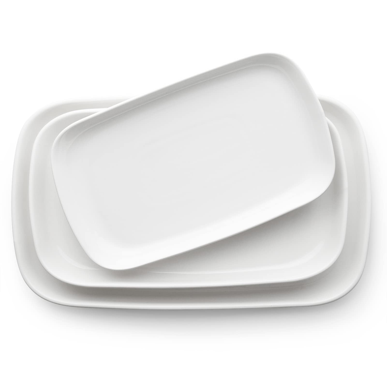 Dowan Serving Platters And Trays For Wedding Decor, 16''/14''/12'' Serving Dishes For Entertaining, White Porcelain Plates Set O