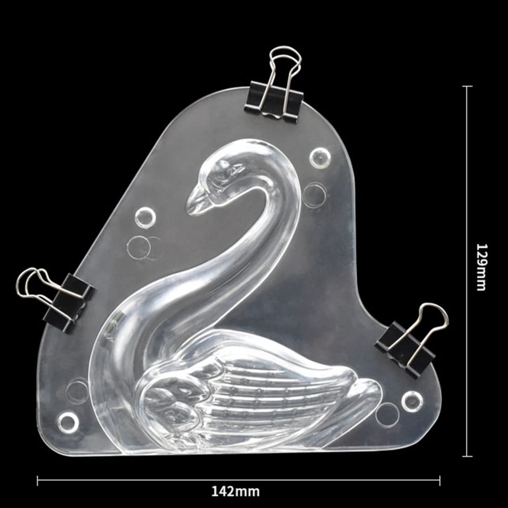 Tuke Big Size 3D Swan Chocolate Mold 5.68 X 5.16 X 1.88'' Crystal Jelly Candy Mould With 3 Clips Candy Cake Decoration Desserts