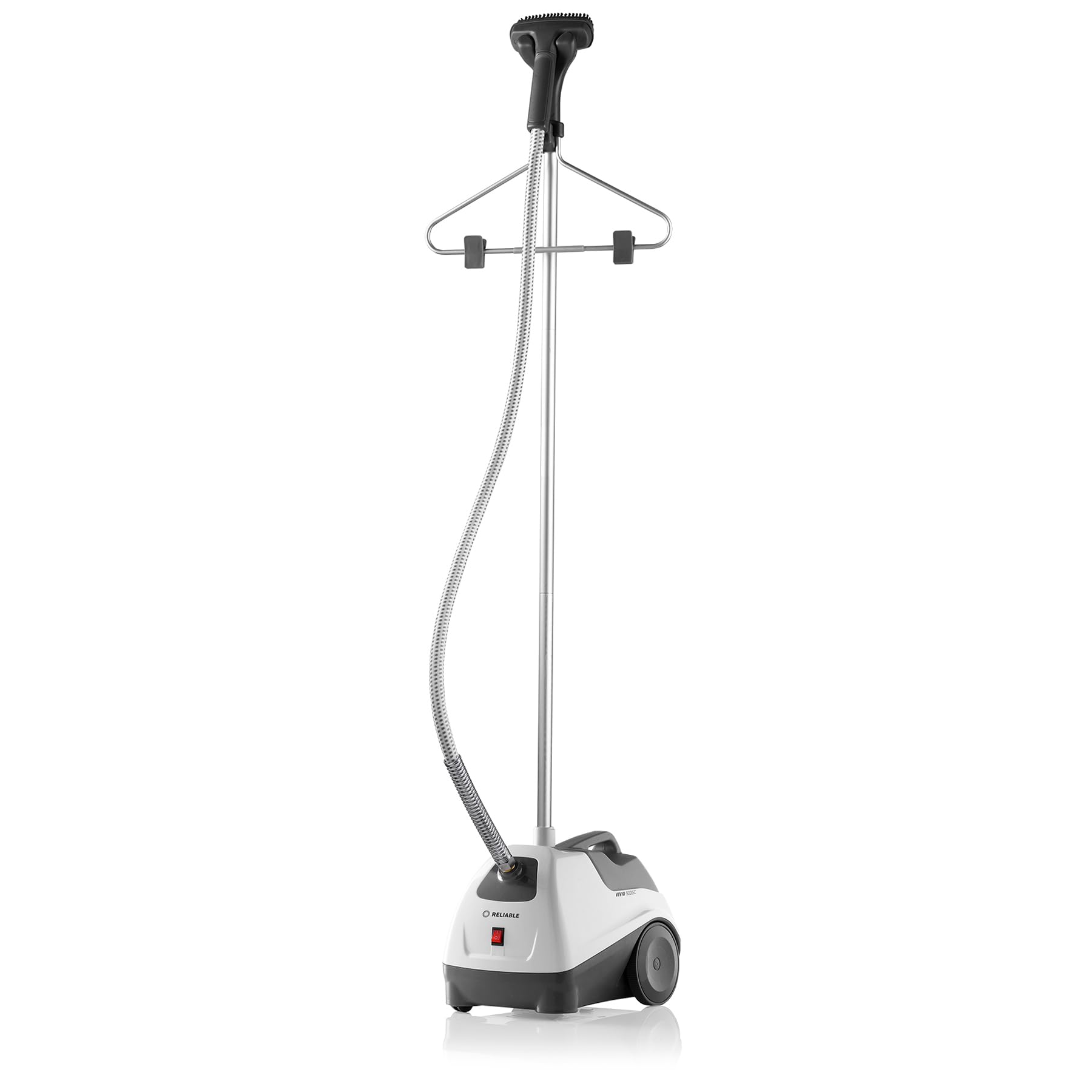 Reliable Vivio 500GC Garment Steamer - PVC Steam Head and Easy Roll Wheels, Garment Steamer with Removable Hanger, 1 Gallon Wate